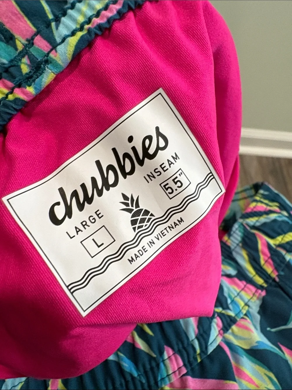 Chubbies Mens Swim Trunks 5.5 Inseam 2-in-1 Liner Tropical Palm Print Large
